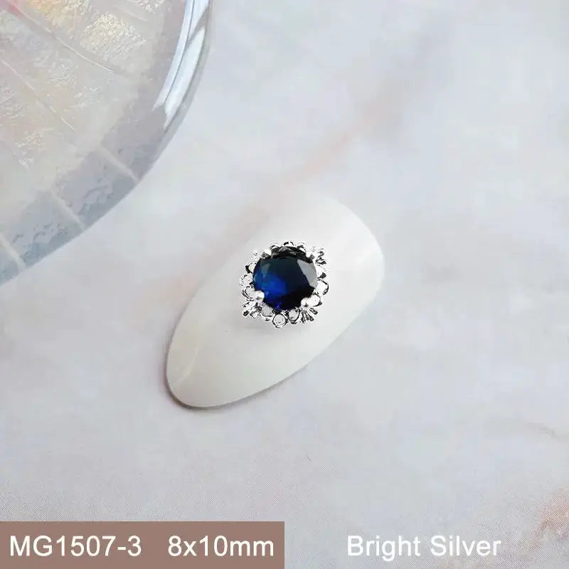 10pcs Pink Black Blue Oval Drop Round Zircon Bright Silver Nails Jewelry Decorations Nail Art Accessories Charms Parts Supplies from PriceLows™