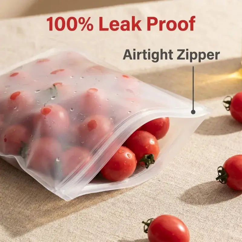 Silicone Storage Bags | Reusable Zip Seal | Airtight | Set of 5