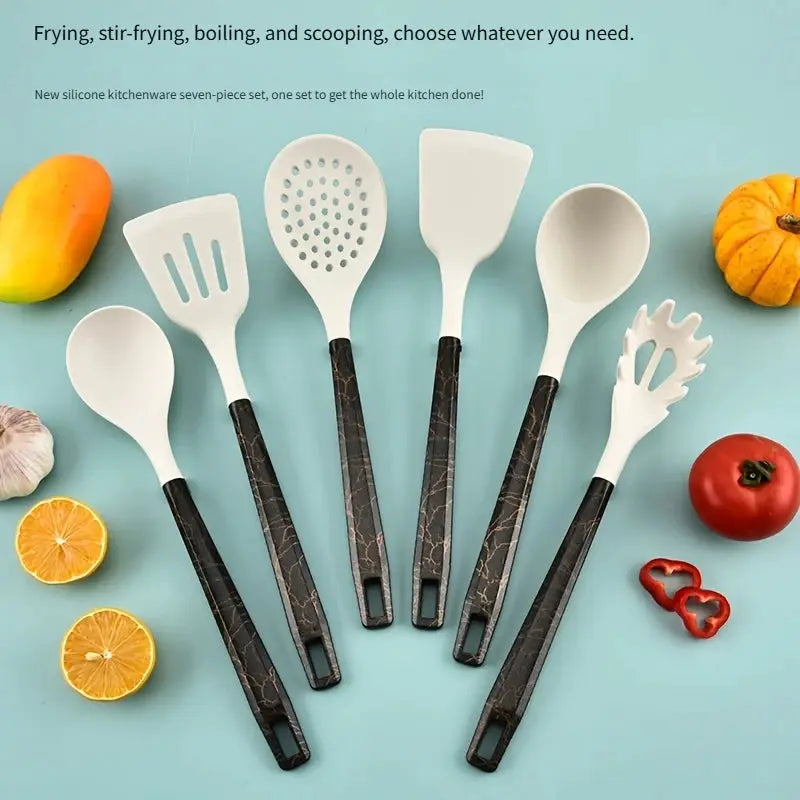 7Pcs Silicone Cooking Utensils Set For Non-stick Cookware Black Kitchen Cuisine Outils Cookware Heat Resistant Accessoires from PriceLows™