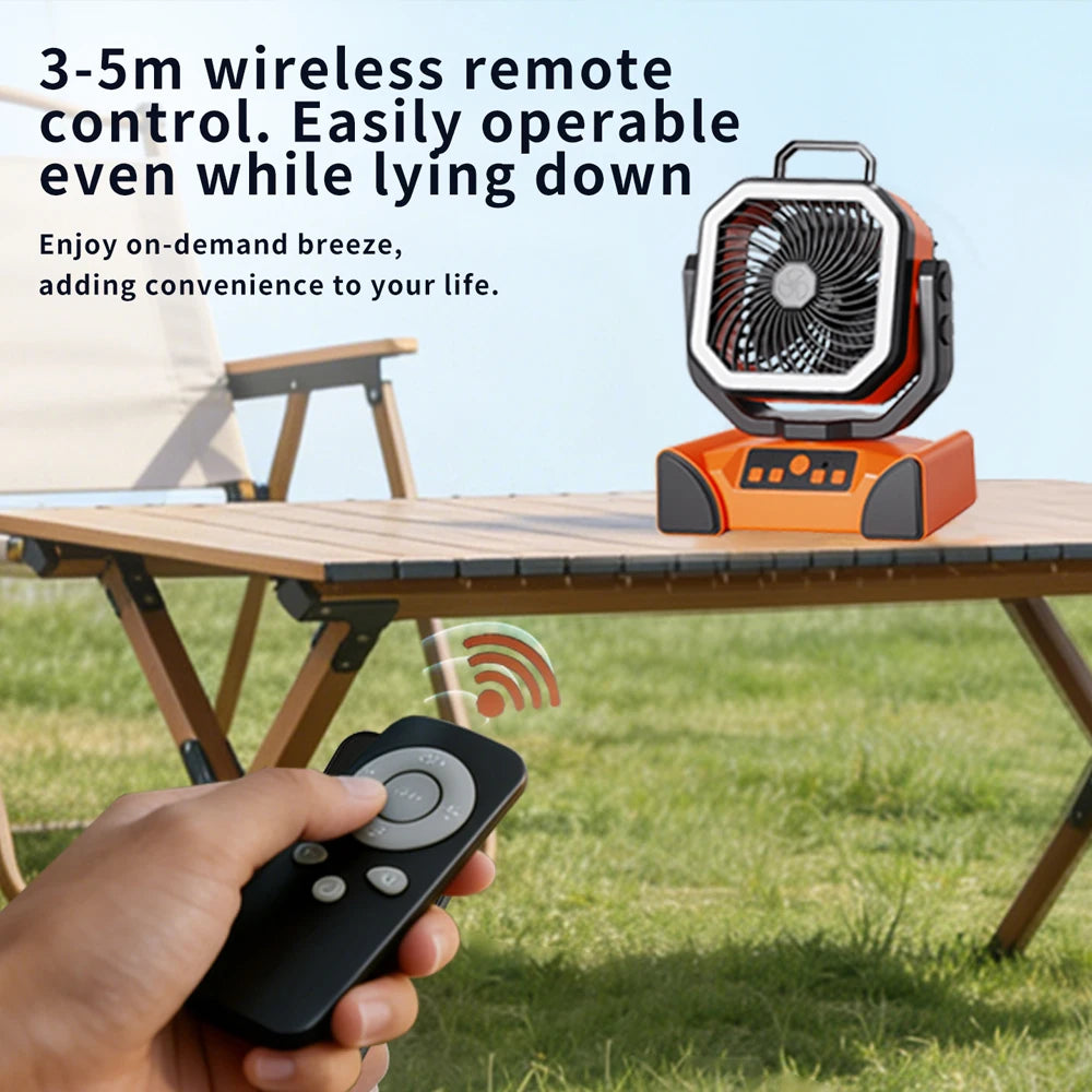 Portable Camping Fan | 50000mAh Battery | Remote Control 4 Speeds | One Size