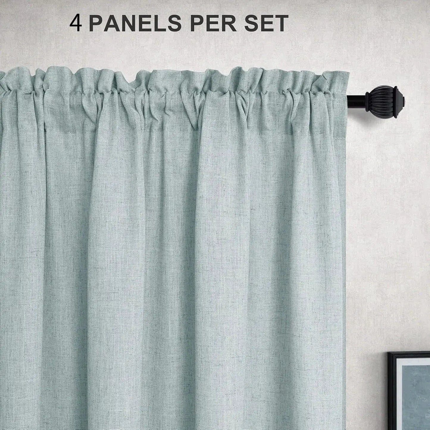 DDHOME 4pcs Linen Curtains Elegant Natural Linen Semi Sheer Curtains Energy Light Filtering Rod Pocket Window Treatments Panels for Living Room, PrinceDeco from PriceLows™