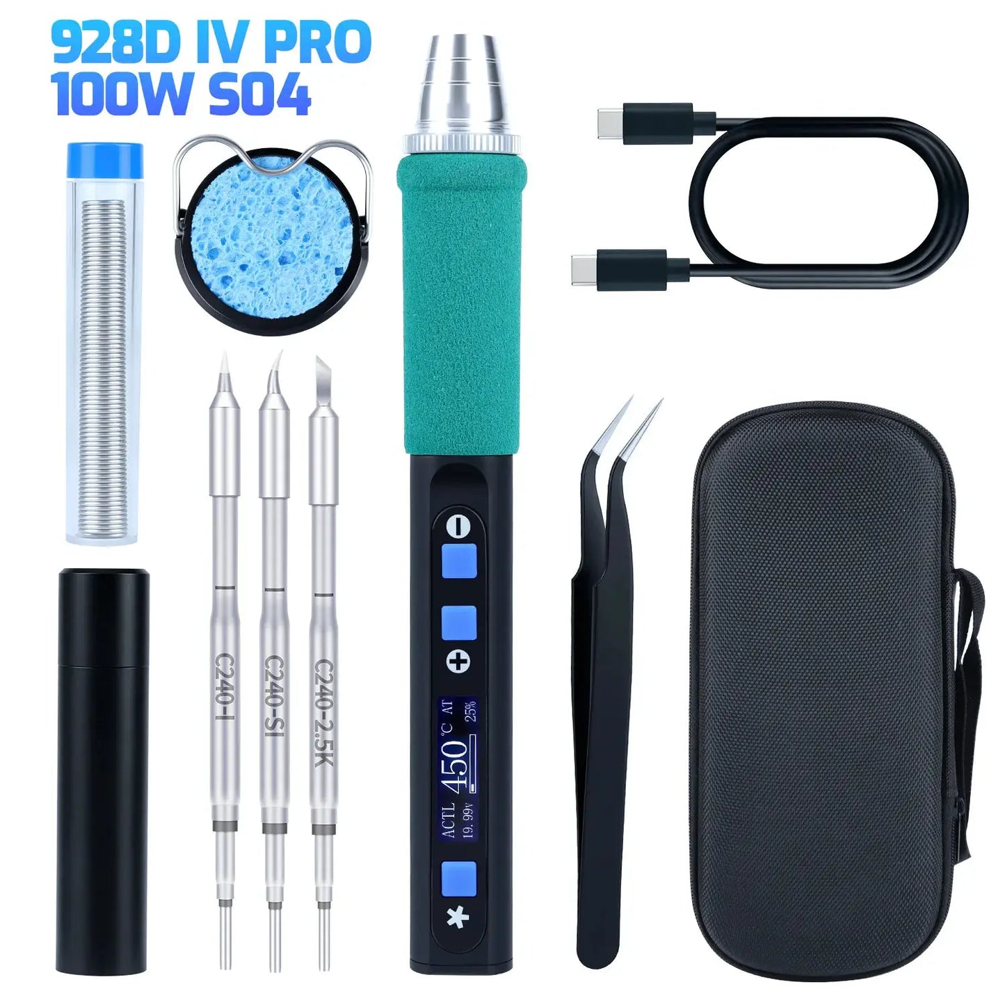 WEP 100W 20VDC 928D-IV-PRO Soldering Iron Kits With Adapter USB Type-C Charging Mini Welding Tools 928D-IV 60W Solder Station from PriceLows™