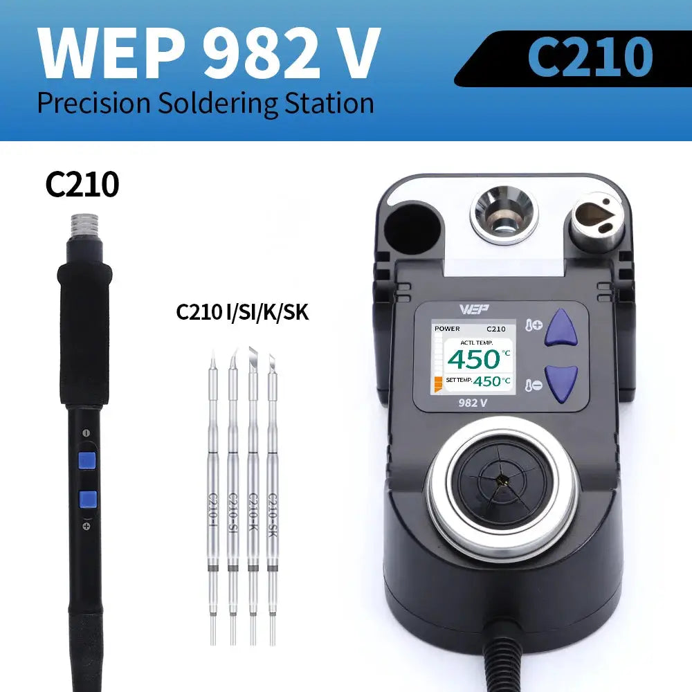 WEP 982-V Digital Electric Soldering Iron Kit C115 C210 C245 Precision Soldering Iron Soldering Station Small Rework Station from PriceLows™