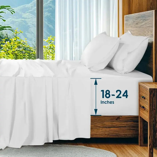 100 Egyptian Cotton Sheets Set, Extra Deep Pocket up to 1824,1000 High Thread Count, Soft amp Breathable 5Star Hotel Sateen Bed from PriceLows™