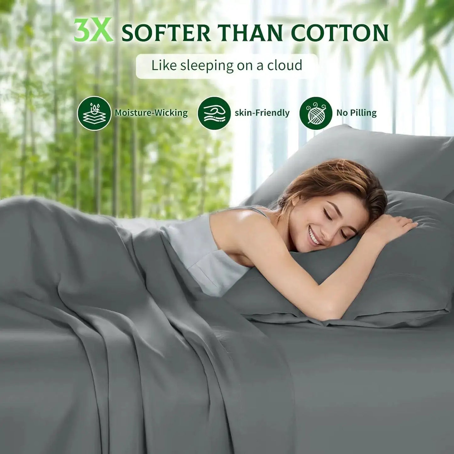 Bamboo Sheets for Hot Sleepers, Extra Deep Pocket up to 24", Ultra Soft Cooling Bed Sheets with Silky Smooth Feel, Queen Size from PriceLows™