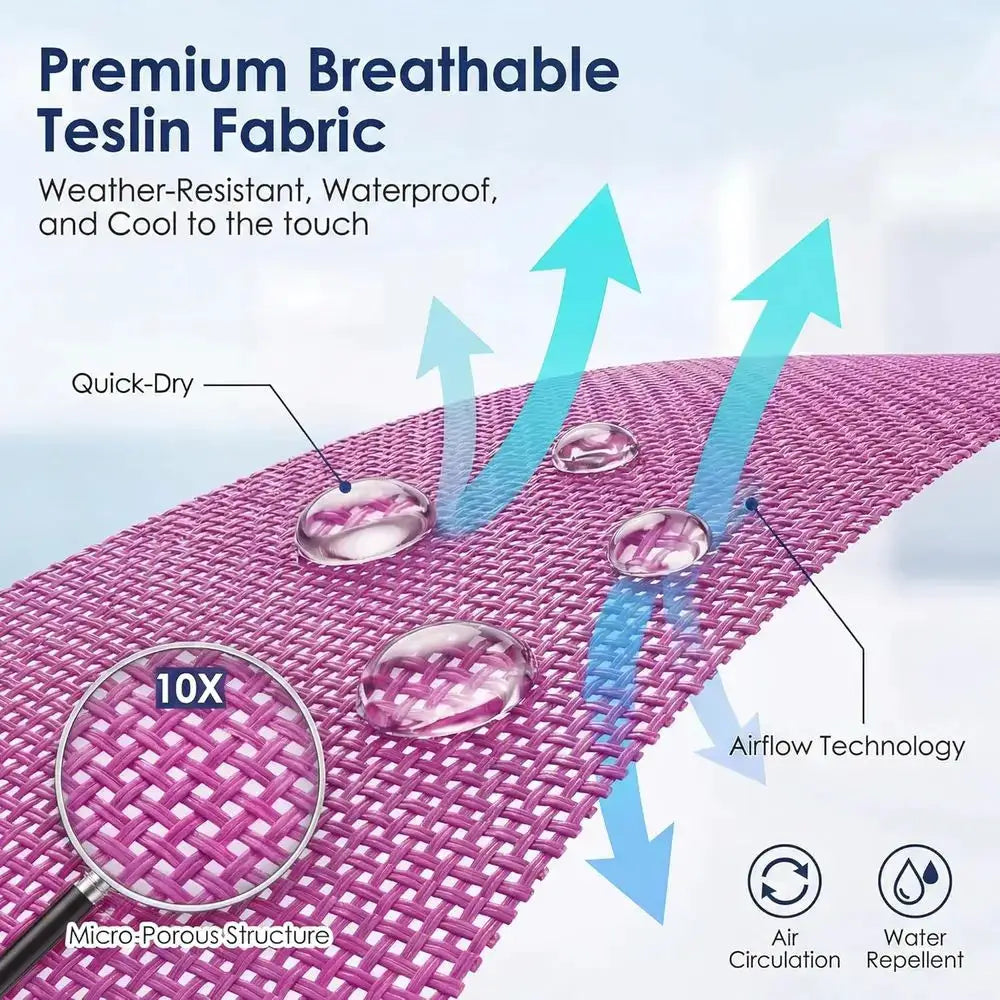 Wide Adjustable 5-Position Outdoor Chaise Lounge Chair with Armholes for Pool, Beach, Lawn (Pink) from PriceLows™