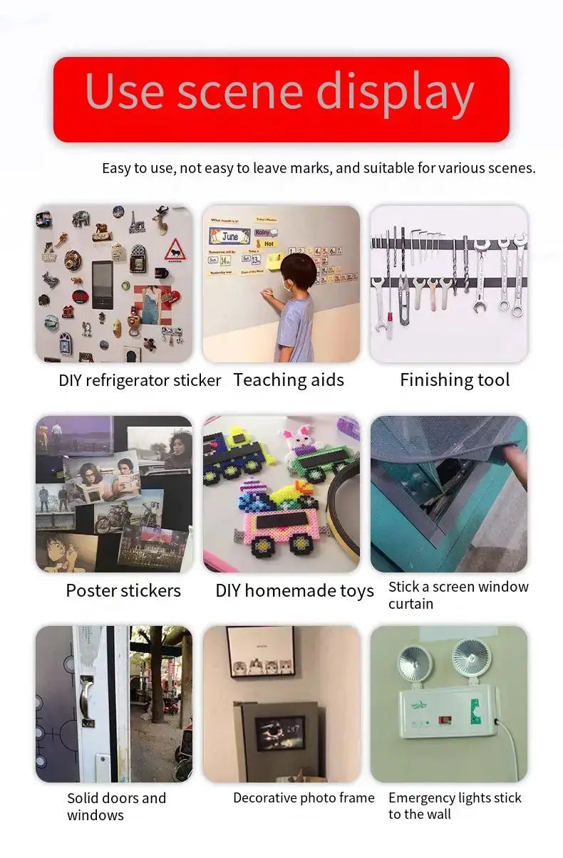 3M Magnetic Strong Adhesive Tape Double-Sided 10Mm/20Mm/30Mm/40Mm Self-adhesion Screen Window Curtain Soft Magnet Adhesive Tape from PriceLows™