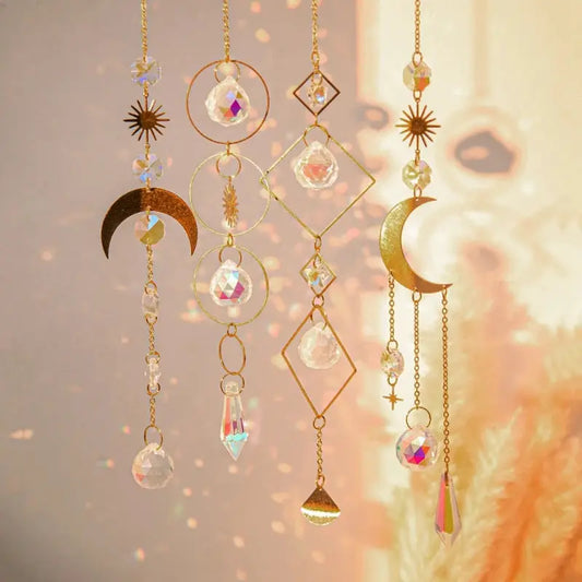 Crystal Suncatcher Moon Star Rainbow Sun Catcher Wind Chime Pendant Sun Catcher Pendants Outdoor Garden Yard Hanging Decor from PriceLows™
