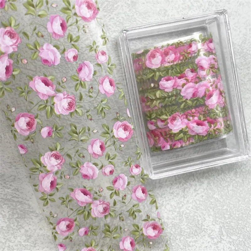 1Pc 100cm Flower Nail Foils for Transfer Paper Floral Stickers Rose Nails Wraps Tulip Nail Art Decorations from PriceLows™