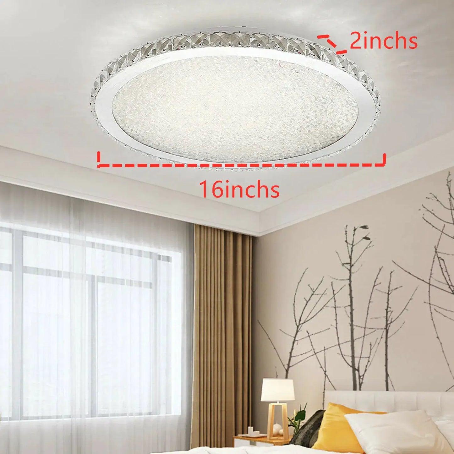 LOYALHEARTD 16" Modern Crystal Ceiling Light Pendant Lamp Luxury Embedded Installation Round LED Chandelier Raindrop Design from PriceLows™