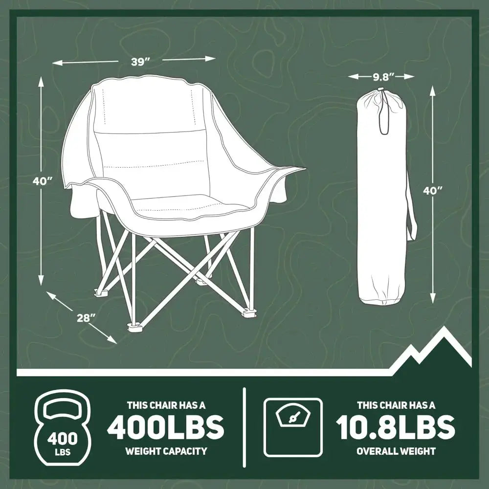 Oversized Camping Chair, Comfort Padded Lounge Chair,Outdoor Camp Folding Chair, Balcony Lounge 400lb Capacity from PriceLows™