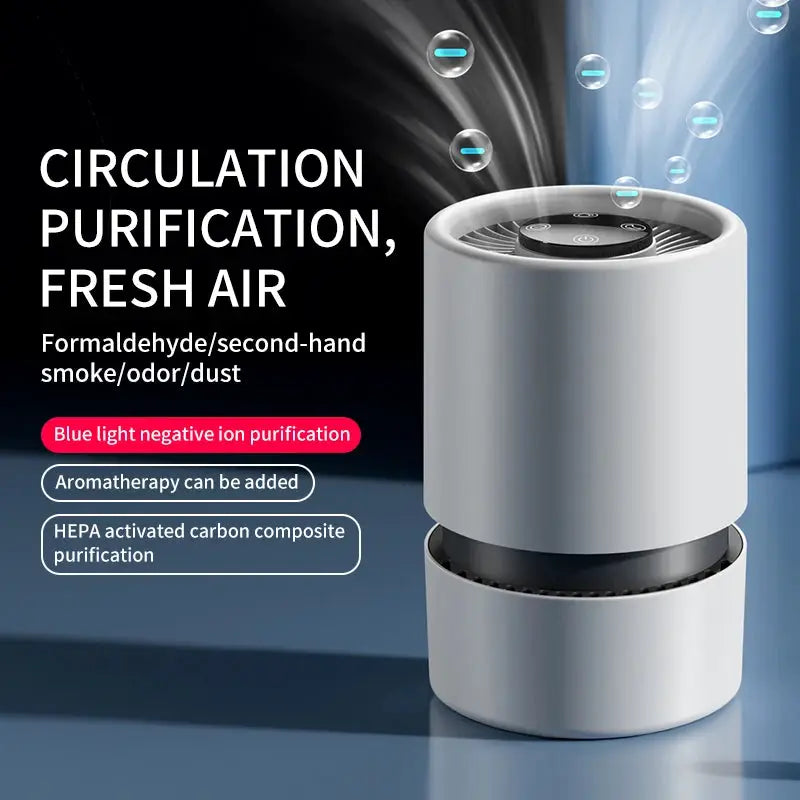 Mini Desktop Air Purifier | HEPA Carbon Filter | Aromatherapy Function | Blue Light