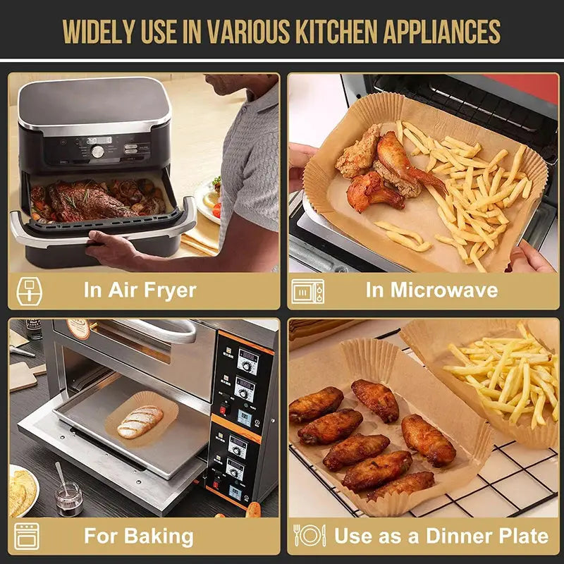 Air Fryer Parchment Paper Liner | 31 cm | Fits 3-9 Qt | Large Rectangle Disposable