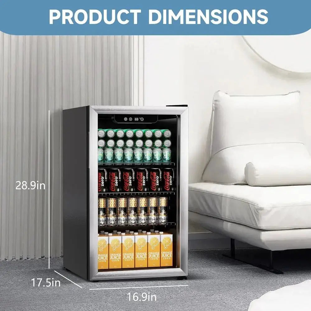 Compact 3.0 Cu. Ft. Beverage Refrigerator with Glass Door, Adjustable Shelves, and Temperature Control for Soda, Beer, or Wine from PriceLows™