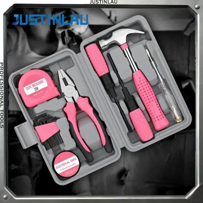 JUSTINLAU 13 Piece Pink Women's DIY Toolbox Home Toolbox Hexagonal Wrench Storage Screwdriver Daily Home Repair Tool Set from PriceLows™