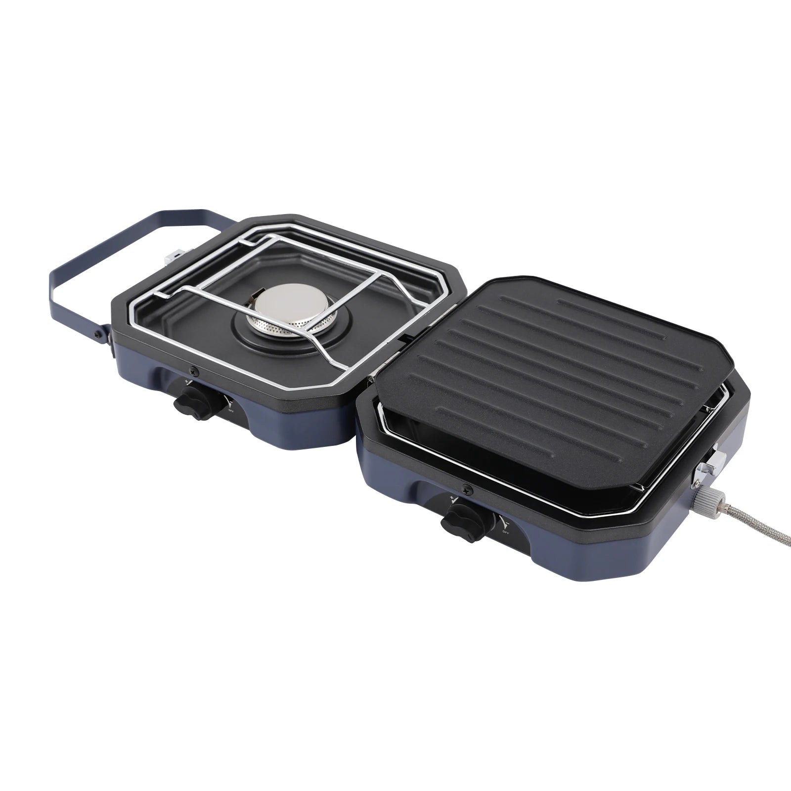 Portable Dual Burner Camp Stove, Foldable 430 Stainless Steel Gas Grill, 2.3kW Each, Non-Stick Pan for Outdoor Picnic Hiking from PriceLows™