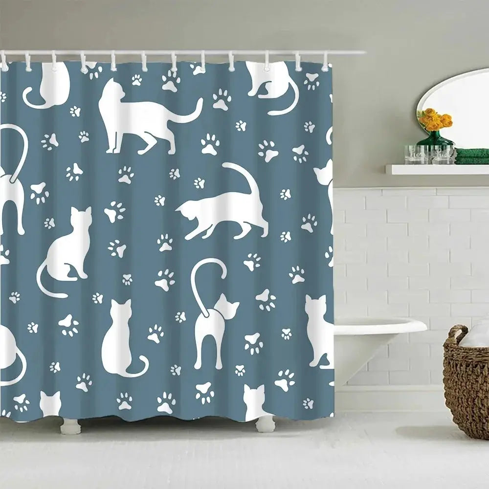 Puppy Cat Cute Cartoon Shower Curtains Washable Fabric Polyester For Bathtub Art Bathroom Decor Partition With Hooks Waterproof from PriceLows™