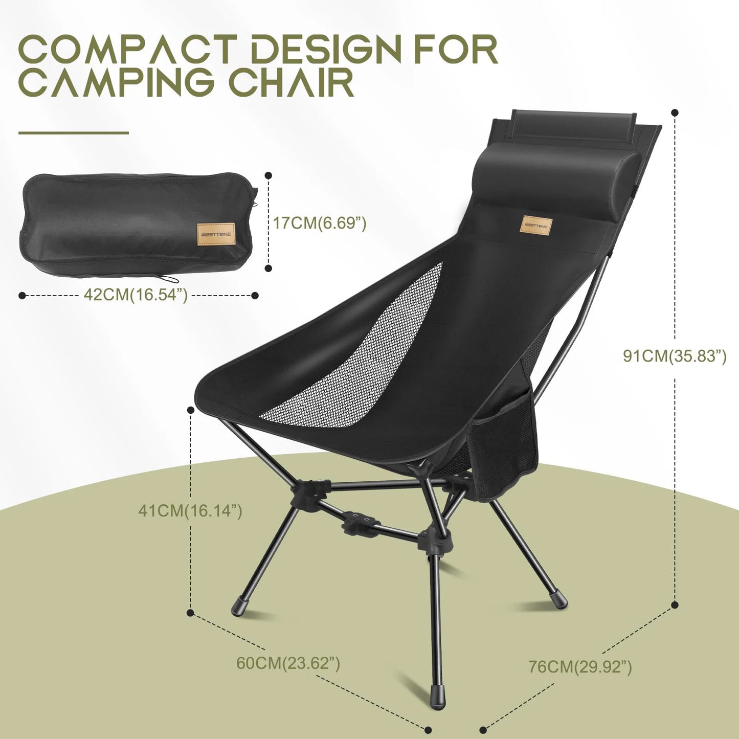 Portable Camping Chair | Lightweight | Foldable Headrest | One Size