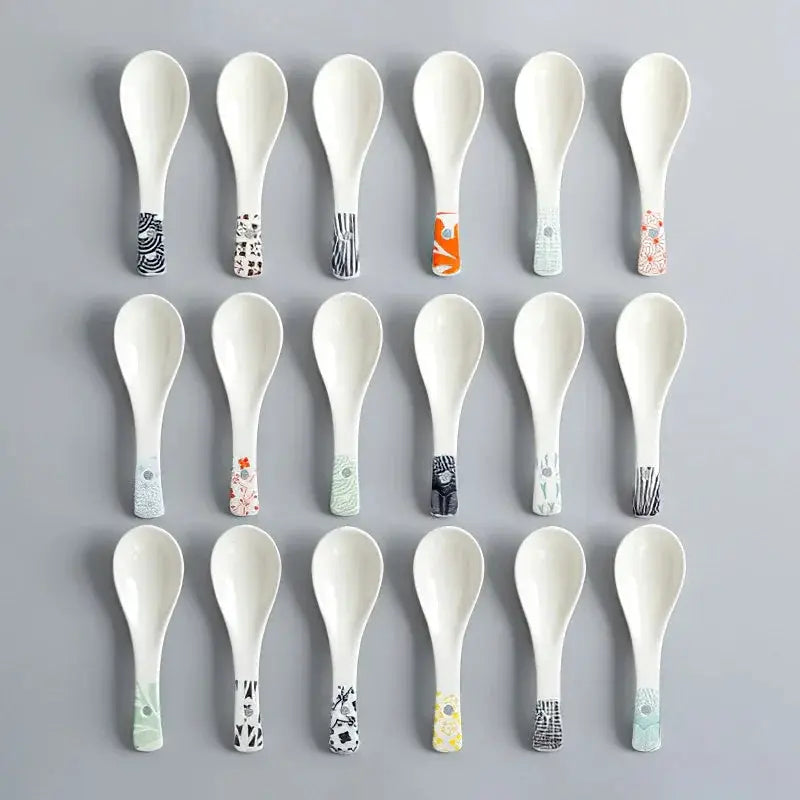 1Pcs Ceramic Spoon Multi-Function Glaze Porcelain Japanese Scoop Porridge Soup Spoon Tableware Restaurant Household Kitchenware from PriceLows™