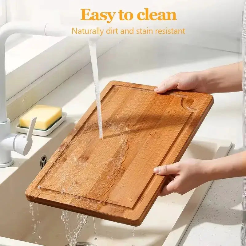 Bamboo Cutting Boards 5 Piece Set (S/M/L) with Juice Grooves & Non Slip Handles | 5-Piece | Bamboo | Serveware