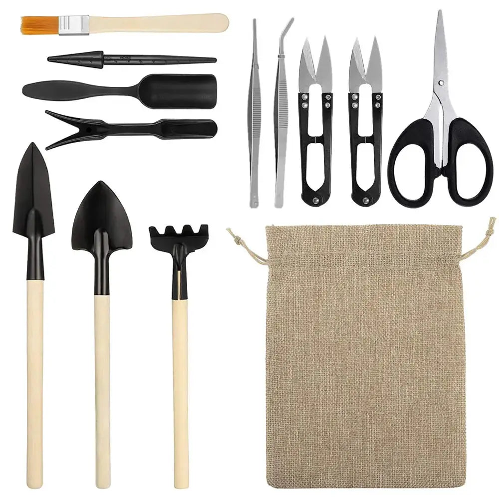 13 Piece Garden Tool Set | Wooden Handles | Metal Pruning Scissors | Weeding Kit