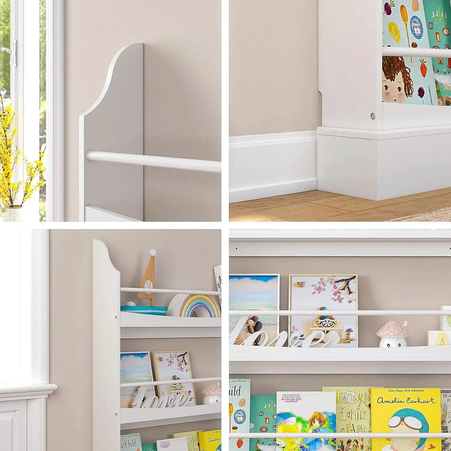 Kids Bookshelf with 3 Tiers, White Storage Rack for Bedroom, Study, Living Room from PriceLows™