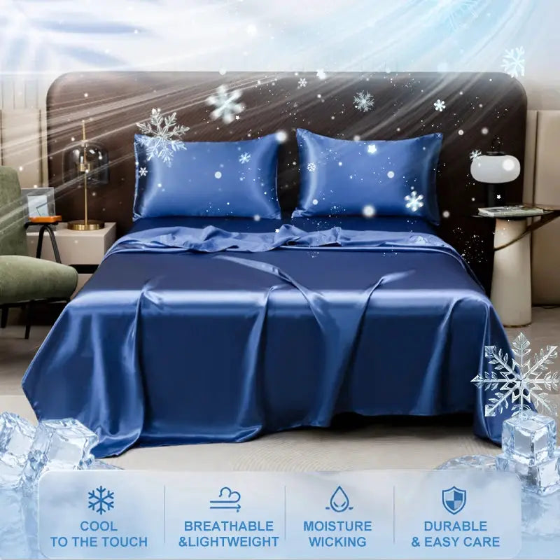 Cooling Satin Flat Sheet | 100 Polyester Fabric | Solid Color