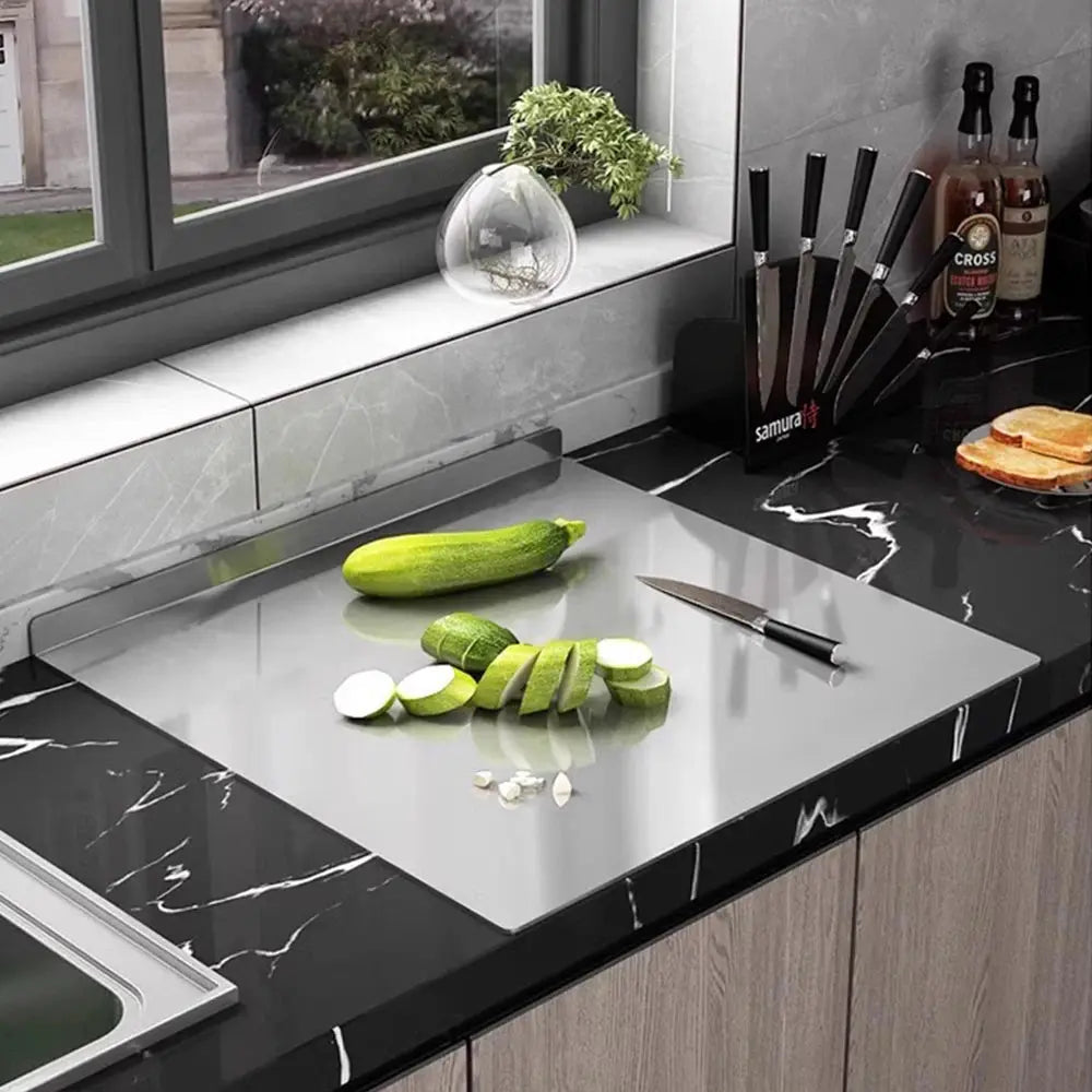 L Shaped Cutting Board | Double Sided | Stainless Steel | Large
