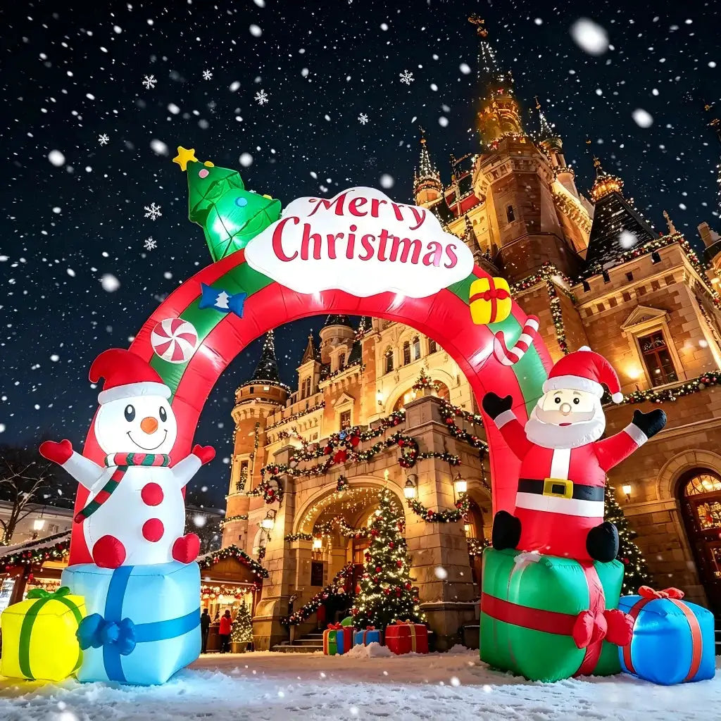 Christmas Inflatable Arch | 12.5 Ft | Built In Lights | Santa Claus