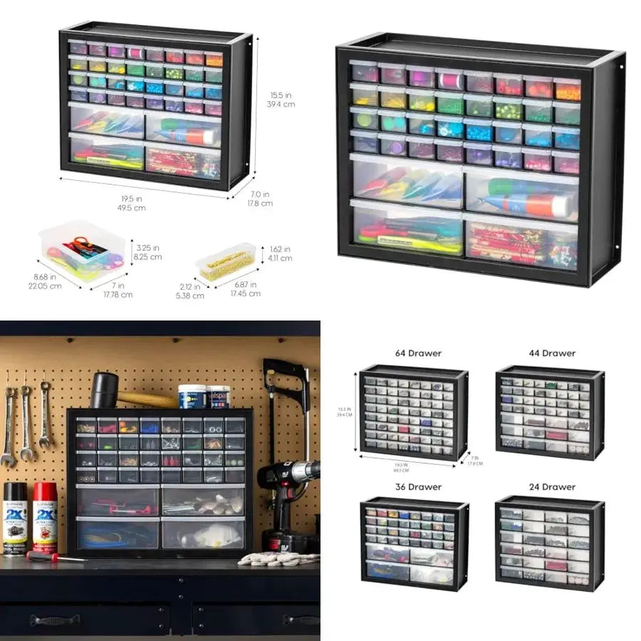 36-Drawer Storage Cabinet, Made in USA, Small Parts Storage Craft Organizer, Tool Chest, Hardware, Electronics, Screws, Nuts & Bolts, Garage & Workshop Storage, Teacher Toolbox, Black from PriceLows™