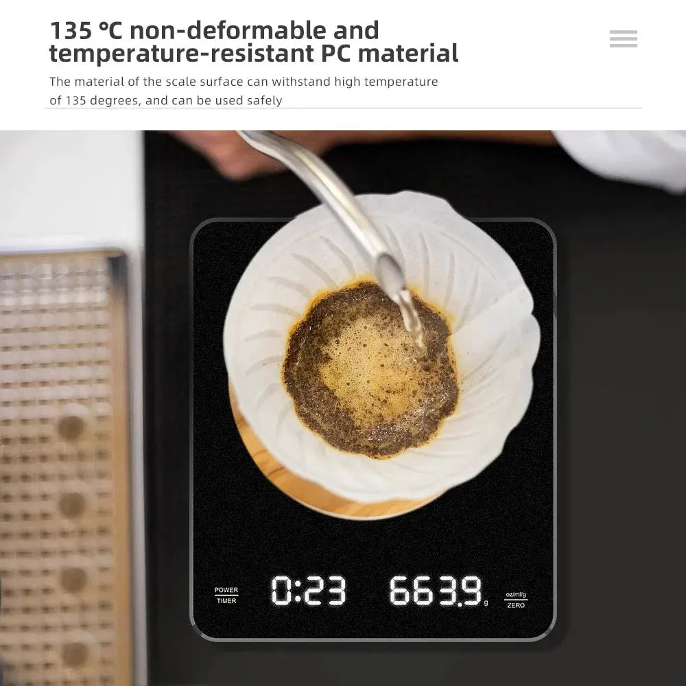 Electronic Timing Coffee Scale 3kg 0.1g Smart Drip Coffee Scales Type-C Charging Coffee Weight with Timer Kitchen Weighing Tools from PriceLows™