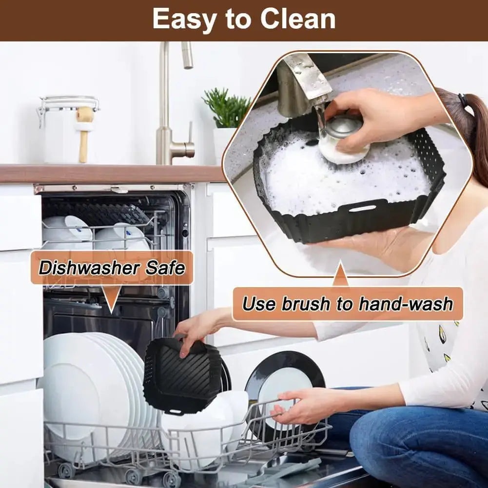 Air Fryer Silicone Liners | Reusable Perforated Rectangle | Ninja SL401 | 2 Pack