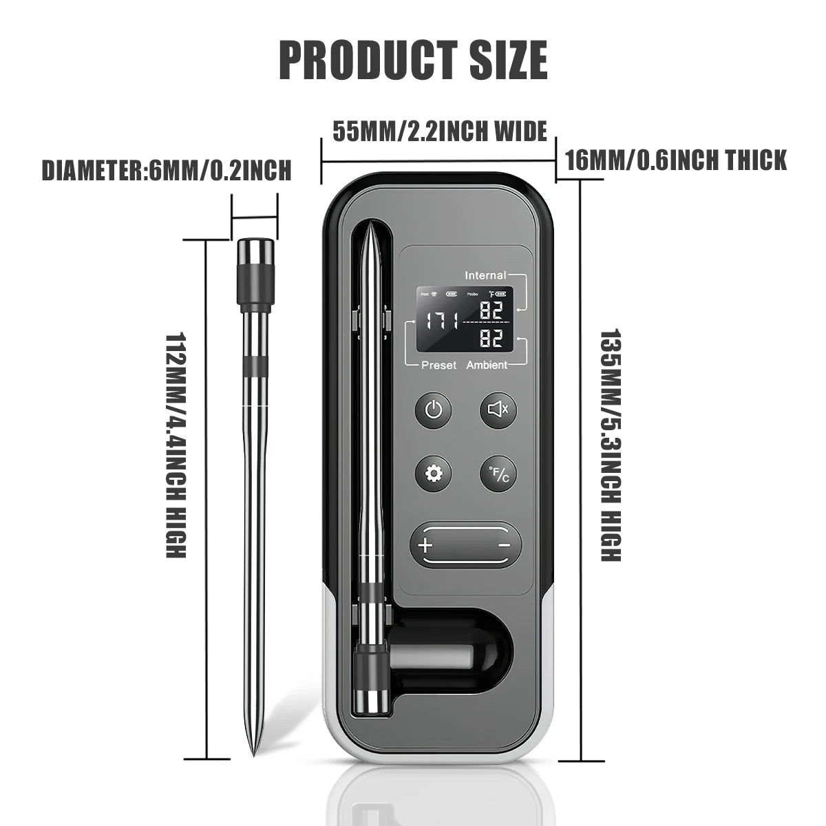 Bluetooth BBQ Thermometer | Wireless Meat Probe | Temperature Alarm | All Grills