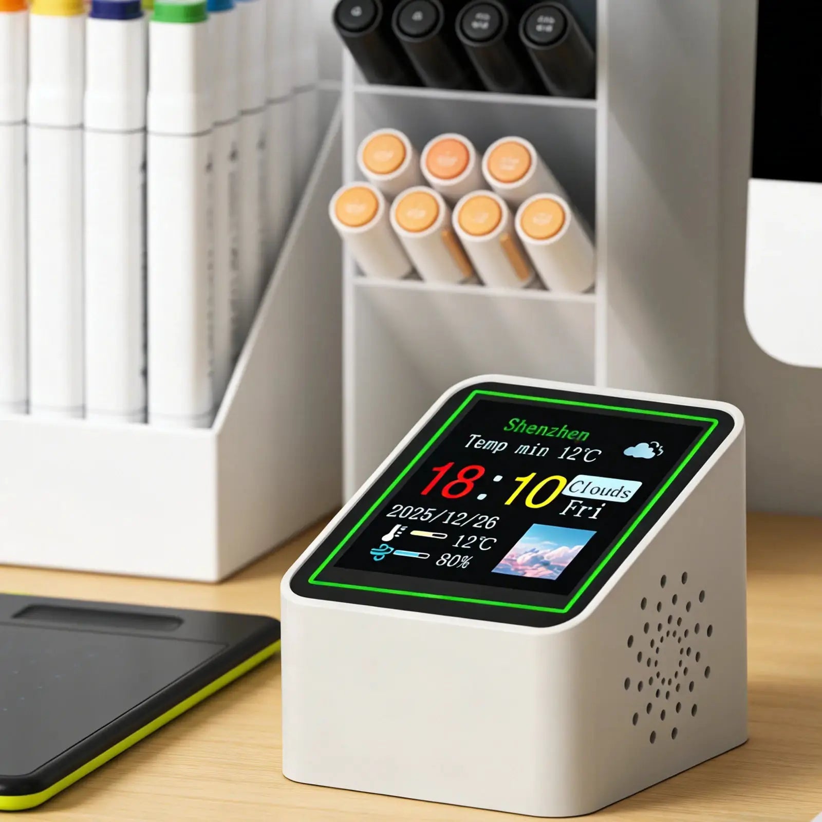 Smart WiFi Digital Weather Station with Temperature Humidity Display Date for Kitchen Bathroom Office Bedroom Home from PriceLows™
