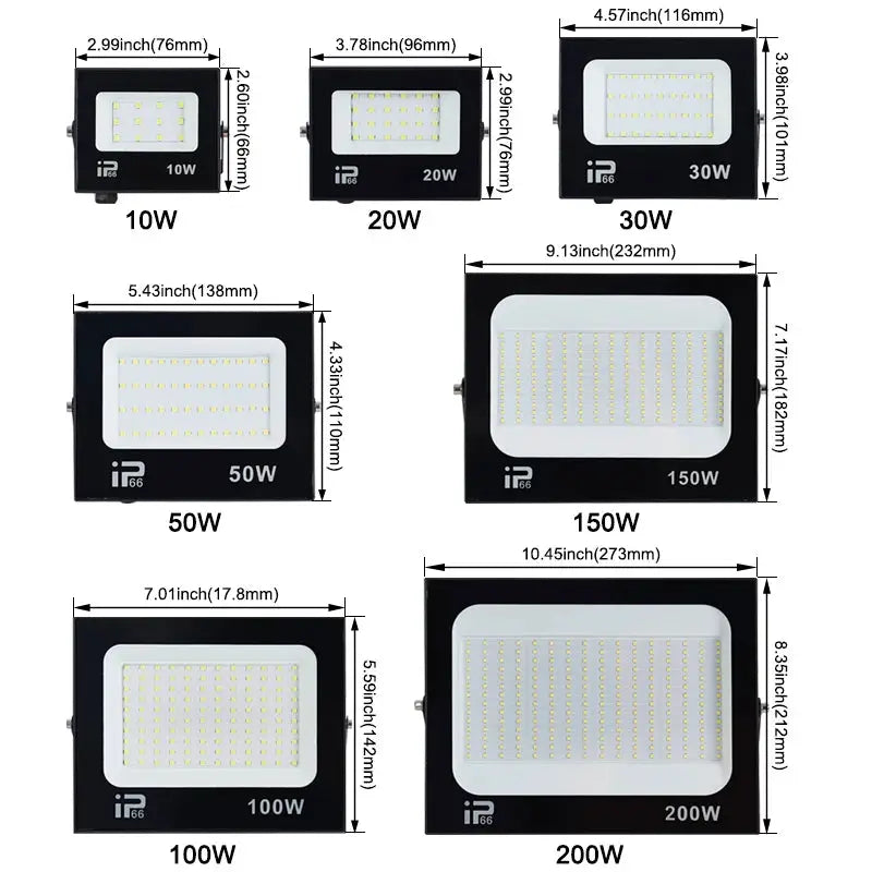 LED Flood Light | 200W IP66 Waterproof | 6500K Aluminum Housing