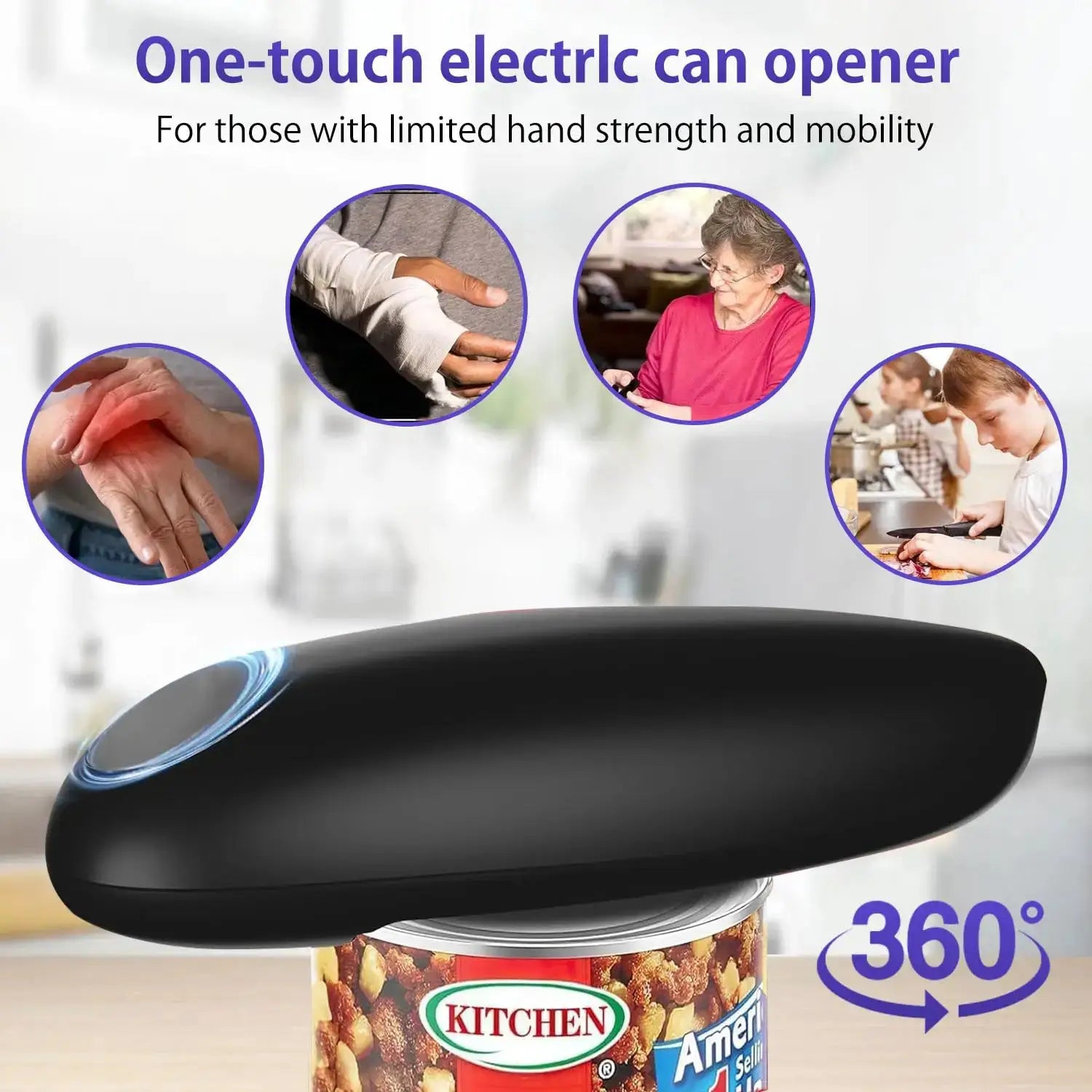 Electric Can Opener, Compact Cordless, Battery Powered (Requires 2 AA, Not Included) Disabled Hands, for Kitchen, Camping from PriceLows™