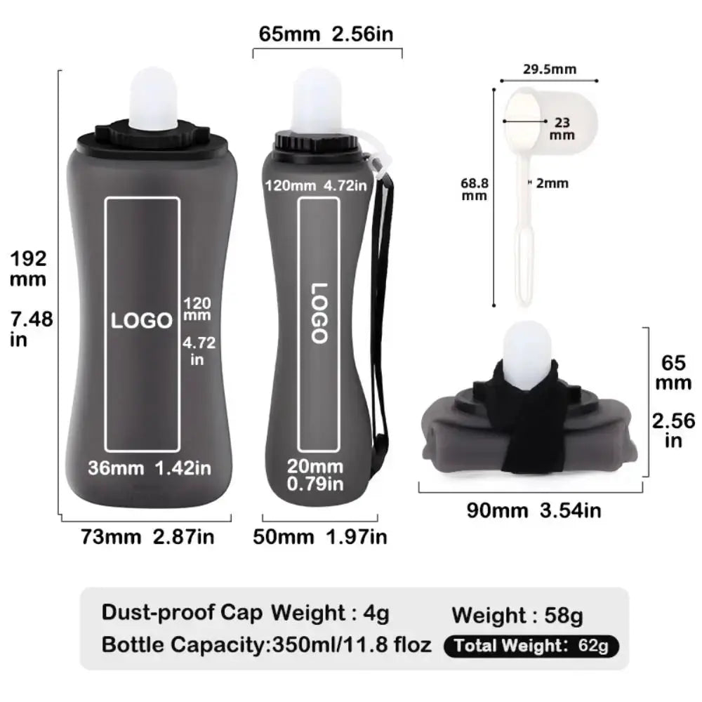 Handheld Collapsible Cycling Bottle Silicone 350ml Capacity Hydration Bottle Wide Mouth Water Bottle Gym from PriceLows™