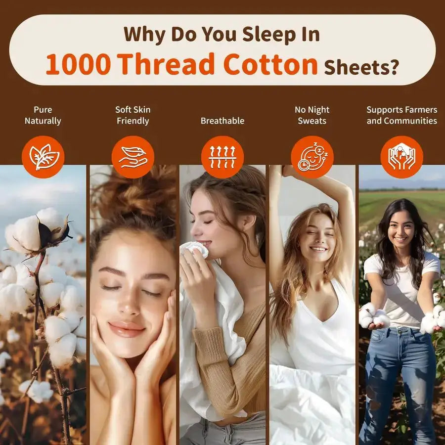 100 Egyptian Cotton Sheets Set 1000 Thread Count,Queen Size Bed Sheet 4 Piece Sets,Long Staple,16 Inches Deep Pocket,All Season, from PriceLows™