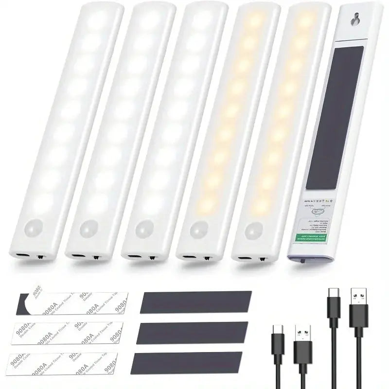 Under Cabinet Lights 1/3/5/6pcs, Motion Sensor Rechargeable Battery Operated 2 Colors LED Light for Closet, Kitchen, Bathroom from PriceLows™