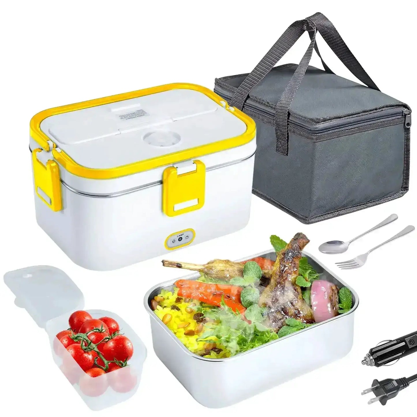1.8L Electric Lunch Box 60W Food Heated 12V-24V 2-In-1 Portable Food Warmer Heater for Car/Truck/Home Self in-car Heating Box from PriceLows™