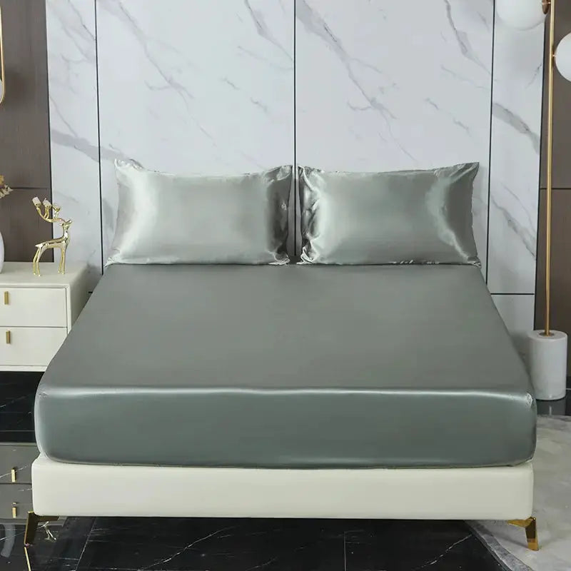 Satin Fitted Sheet Set | Elastic Bands | 9 to 14 Inch Deep Pocket | 3 Piece Set
