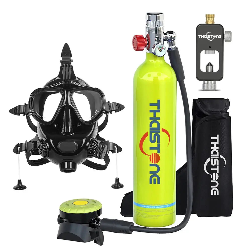 THAISTONE Colorful 1L Scuba Oxygen Tank Set with Full Face Mask, Backup Air Cylinder & Emergency Rescue Pony Bottle，15-25 Min from PriceLows™