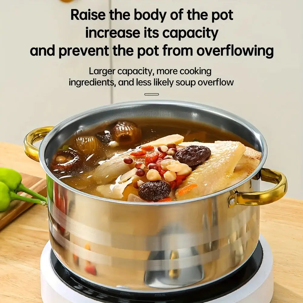5-Piece Golden Stainless Steel Cookware Set - Durable, Multi-Purpose, Easy to Clean, Compatible with All Stoves, Non-Stick, from PriceLows™