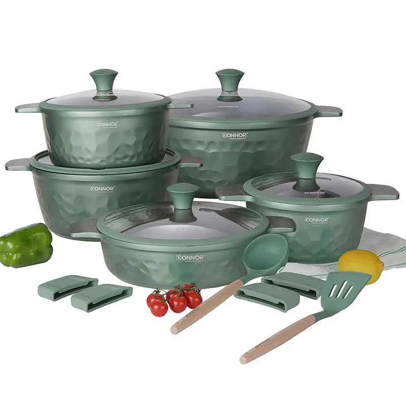 DONNOR 16Pcs Stockpot with Lid Kitchen Induction Cookware Set Multipurpose Stock Pot for Stew Simmering Soup Pot JT450 from PriceLows™