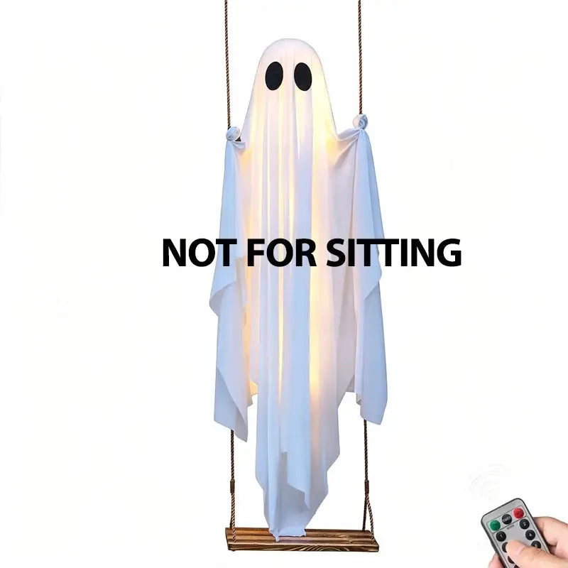 Hanging Ghost Halloween Ornament | Silk Fabric | String Light | Porch Decor