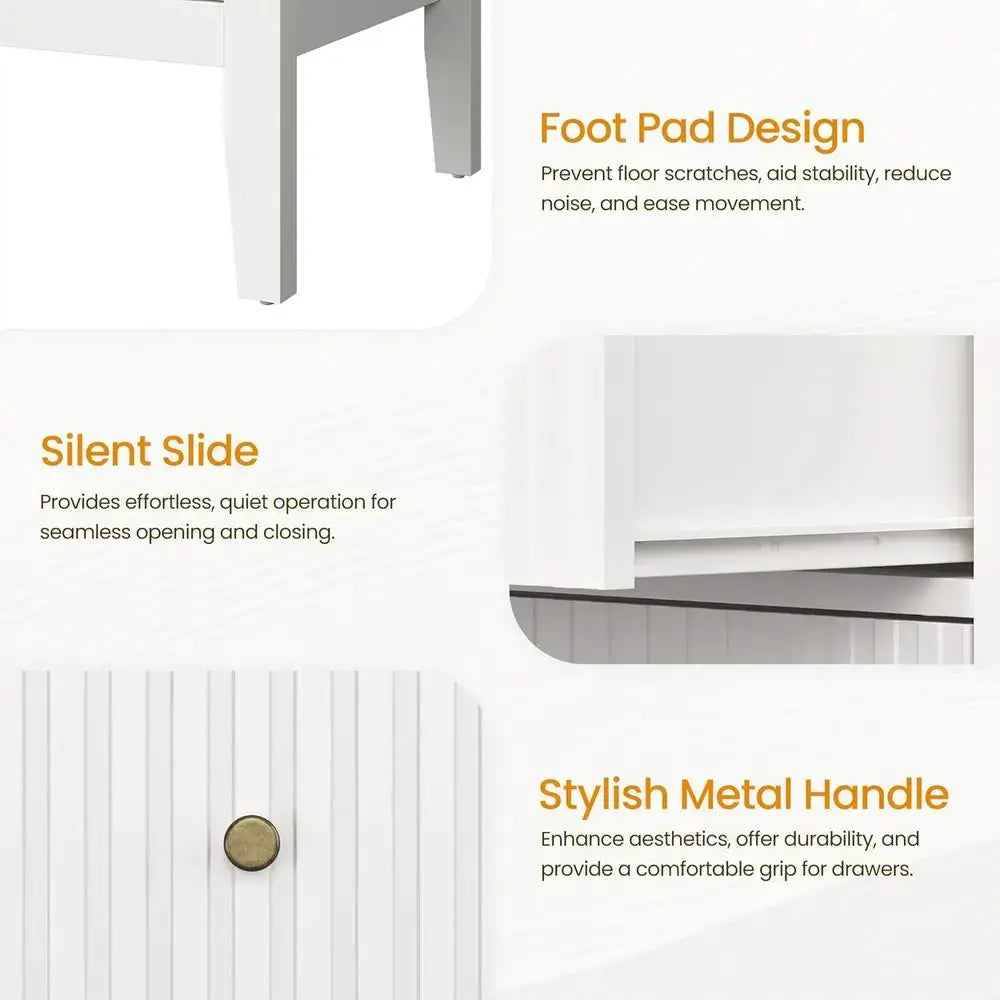Dual Drawer White Nightstand Set with Charging Station and Storage Shelf for Bedroom from PriceLows™