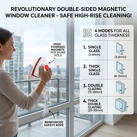 Magnetic Window Cleaner | Auto Water Discharge | Double Wiper | SZ-LB14