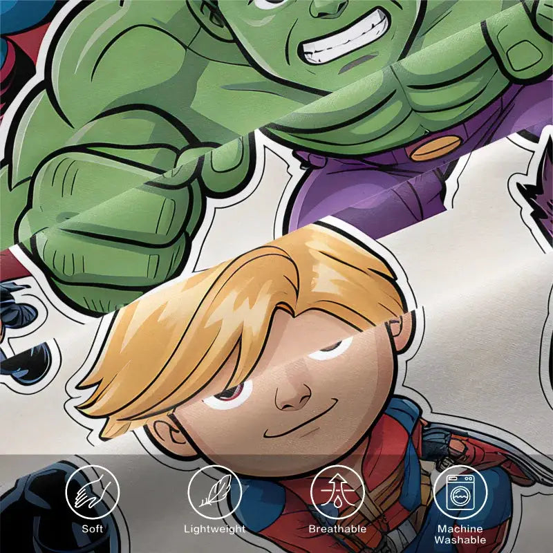 3Pcs Chibi Marvel Fitted Sheet Set with Pillowcases, Soft Deep Pocket Cartoon Print Mattress Cover for Kids Boys Girls Bedroom from PriceLows™
