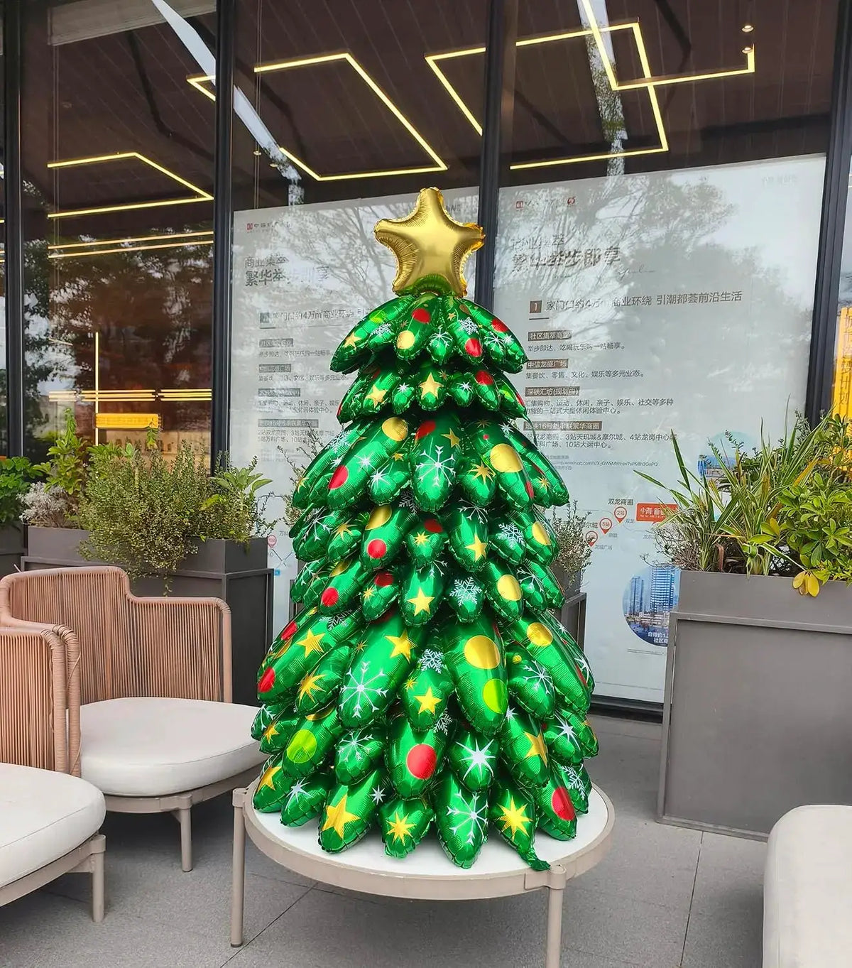 Christmas Tree Balloon | 51 x 29 Inches | Self Standing Santa Topper