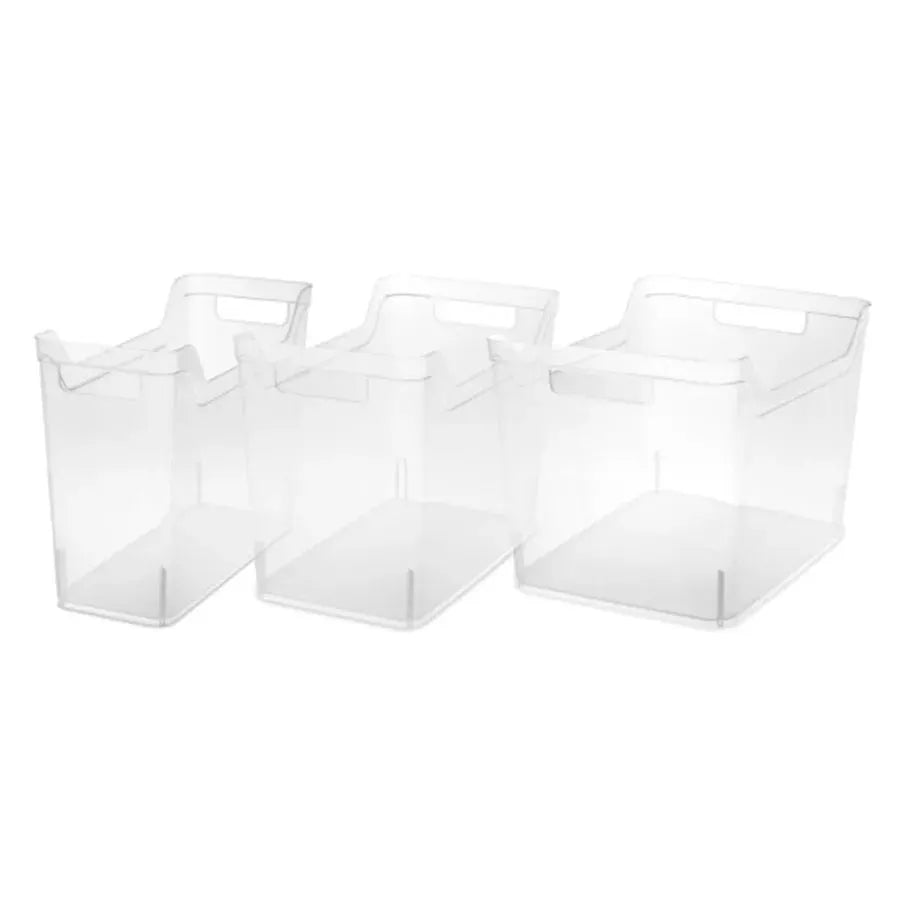 Wide Shelf Bin Set Clear Plastic Open Storage Containers for Home, Office Kitchen Organization Multi-purpose Stackable Organize from PriceLows™